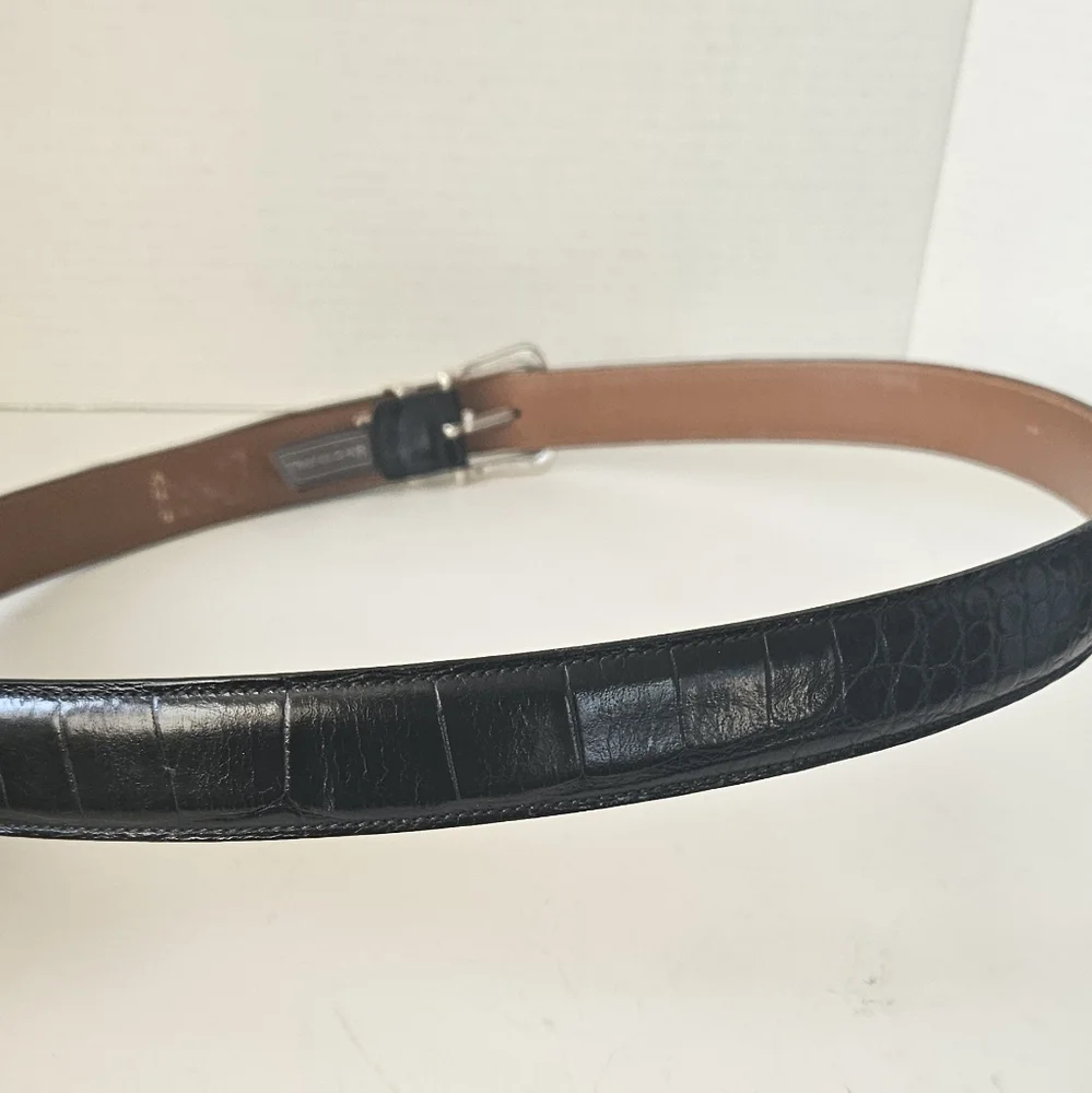 Trafalfar‎ Black Croc Embossed Mens Leather Belt Size 44